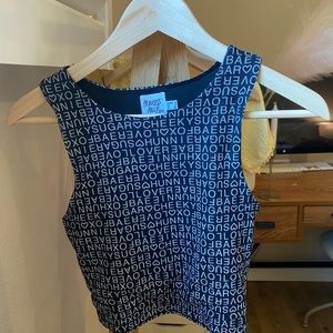 Princess Polly never worn halter black with white letters top